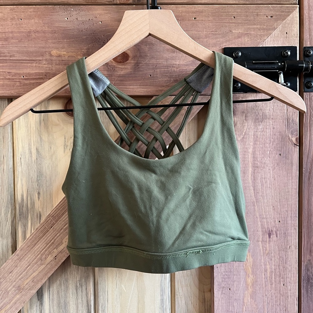 High Support green Sports Bra